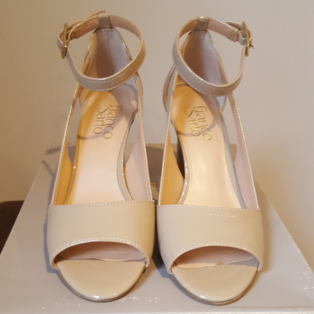 Franco Sorto Cream Open Toe Heels